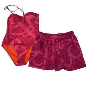 Hermes one piece bathing suit and swim shorts